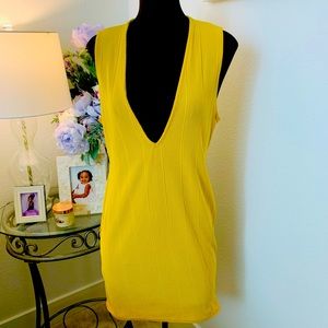 Mustard Yellow Plunge Neck Bodycon Dress